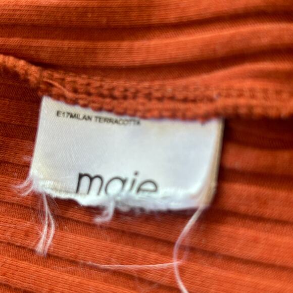 Maje Milan Duster Cardigan Size 1 Small Terracotta Rust Orange Ribbed Open Midi - Picture 12 of 14
